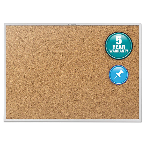 QUARTET MFG. Classic Series Cork Bulletin Board, 96 x 48, Tan Surface, Silver Anodized Aluminum Frame