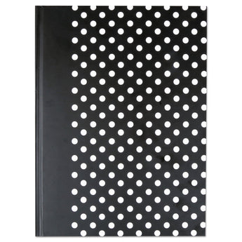 Universal® Casebound Hardcover Notebook, 1-Subject, Wide/Legal Rule, Black/White Cover, (150) 10.25 x 7.63 Sheets