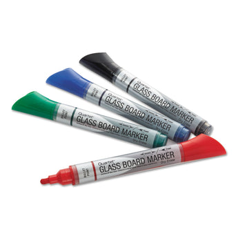 Premium Glass Board Dry Erase Marker, Broad Bullet Tip, Assorted Colors, 4/Pack