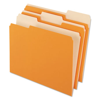 TOPS BUSINESS FORMS Interior File Folders, 1/3-Cut Tabs: Assorted, Letter Size, Orange, 100/Box