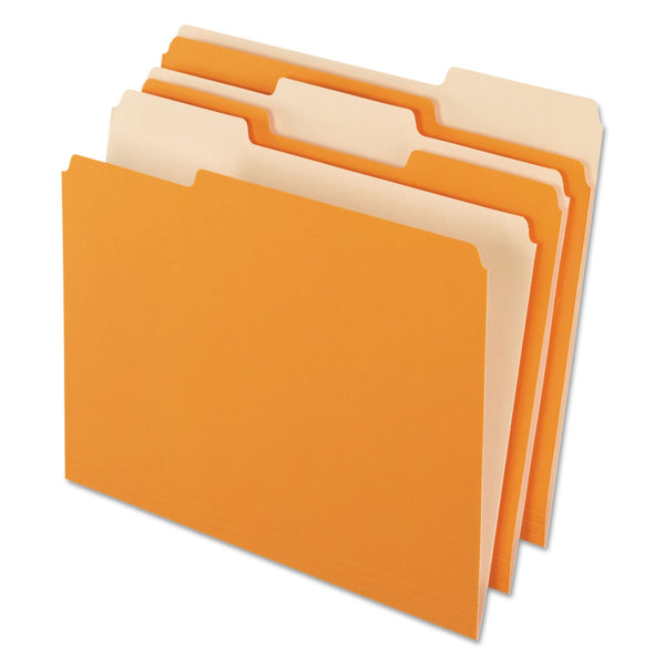 TOPS BUSINESS FORMS Interior File Folders, 1/3-Cut Tabs: Assorted, Letter Size, Orange, 100/Box
