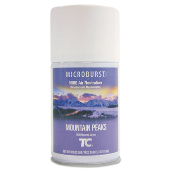 RUBBERMAID COMMERCIAL PROD. TC Microburst 9000 Air Freshener Refill, Mountain Peaks, 5.3 oz Aerosol Spray, 4/Carton