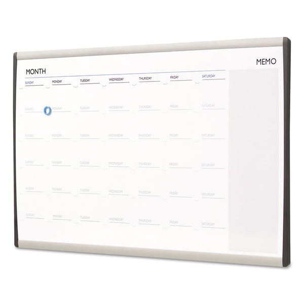 ARC Frame Cubicle Magnetic Dry Erase Calendar, One Month Format, 30 x 18, White Surface, Silver Aluminum Frame