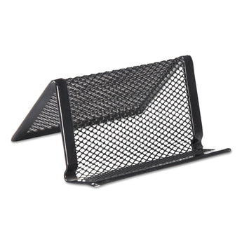 UNIVERSAL OFFICE PRODUCTS Mesh Metal Business Card Holder, Holds 50 2.25 x 4 Cards, 3.78 x 3.38 x 2.13, Black