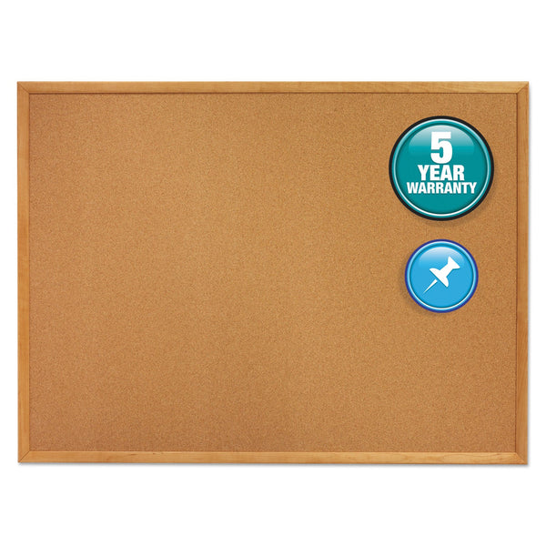 QUARTET MFG. Classic Series Cork Bulletin Board, 96 x 48, Tan Surface, Oak Fiberboard Frame