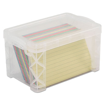 ADVANTUS CORPORATION Super Stacker Storage Boxes, Holds 400 3 x 5 Cards, 6.25 x 3.88 x 3.5, Plastic, Clear