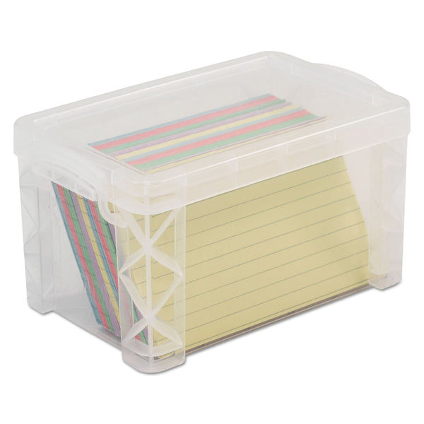 ADVANTUS CORPORATION Super Stacker Storage Boxes, Holds 400 3 x 5 Cards, 6.25 x 3.88 x 3.5, Plastic, Clear