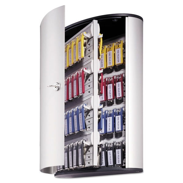 DURABLE OFFICE PRODUCTS CORP. Locking Key Cabinet, 72-Key, Brushed Aluminum, Silver, 11.75 x 4.63 x 15.75