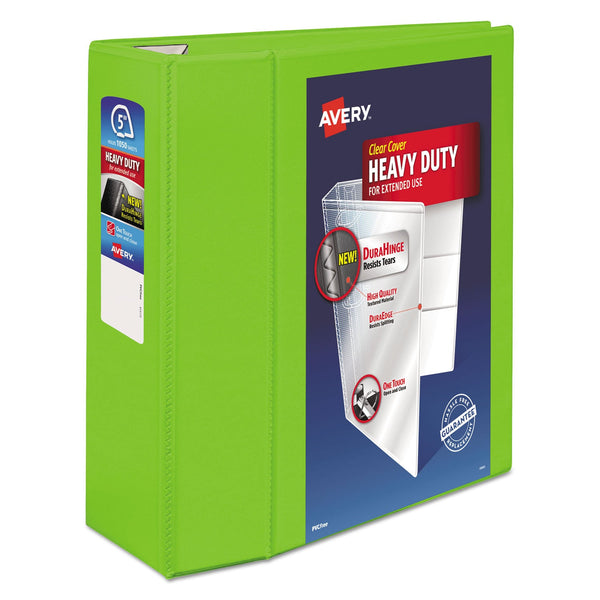 AVERY PRODUCTS CORPORATION Heavy-Duty View Binder with DuraHinge and Locking One Touch EZD Rings, 3 Rings, 5" Capacity, 11 x 8.5, Chartreuse