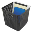 ADVANTUS CORPORATION Plastic Weave Bin, Extra Large, 12.5" x 12.5" x 11.13", Black, 2/Pack