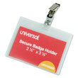 UNIVERSAL OFFICE PRODUCTS Deluxe Clear Badge Holder w/Garment-Safe Clips, 2.25 x 3.5, White Insert, 50/Box