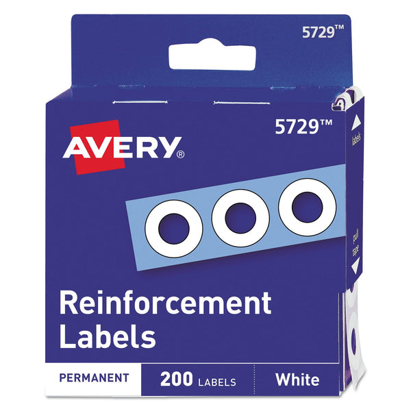 AVERY PRODUCTS CORPORATION Dispenser Pack Hole Reinforcements, 0.25" Dia, White, 200/Pack, (5729)
