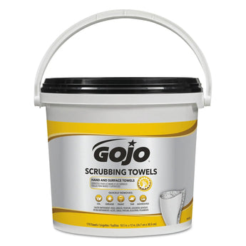 GO-JO INDUSTRIES Scrubbing Towels, Hand Cleaning, Orange Scent, White/Yellow, 170/Bucket, 2 Buckets/Carton