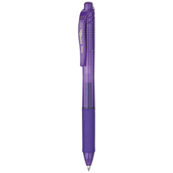 PENTEL OF AMERICA EnerGel-X Gel Pen, Retractable, Medium 0.7 mm, Violet Ink, Translucent Violet/Violet Barrel, Dozen