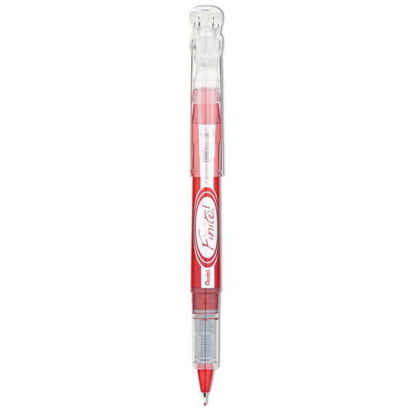 PENTEL OF AMERICA Finito! Porous Point Pen, Stick, Extra-Fine 0.4 mm, Red Ink, Red/Silver/Clear Barrel