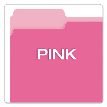 TOPS BUSINESS FORMS Colored File Folders, 1/3-Cut Tabs: Assorted, Letter Size, Pink/Light Pink, 100/Box