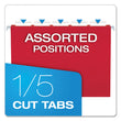 TOPS BUSINESS FORMS Colored Hanging Folders, Letter Size, 1/5-Cut Tabs, Red, 25/Box