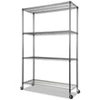 ALERA NSF Certified 4-Shelf Wire Shelving Kit with Casters, 48w x 18d x 72h, Black Anthracite