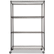 ALERA NSF Certified 4-Shelf Wire Shelving Kit with Casters, 48w x 18d x 72h, Black