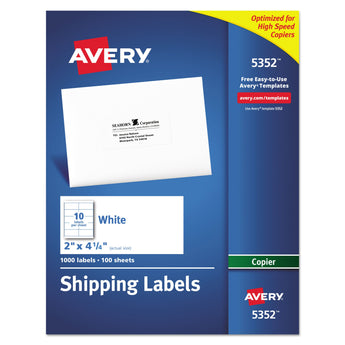 Copier Mailing Labels, Copiers, 2 x 4.25, White, 10/Sheet, 100 Sheets/Box Flipcost Flipcost