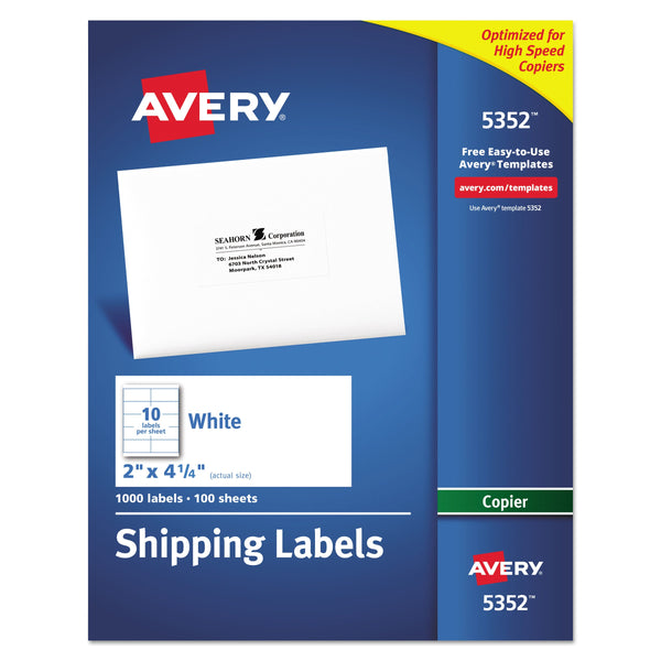 Copier Mailing Labels, Copiers, 2 x 4.25, White, 10/Sheet, 100 Sheets/Box Flipcost Flipcost