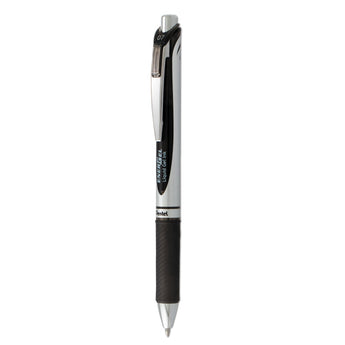 PENTEL OF AMERICA EnerGel RTX Gel Pen, Retractable, Medium 0.7 mm, Black Ink, Black/Gray Barrel