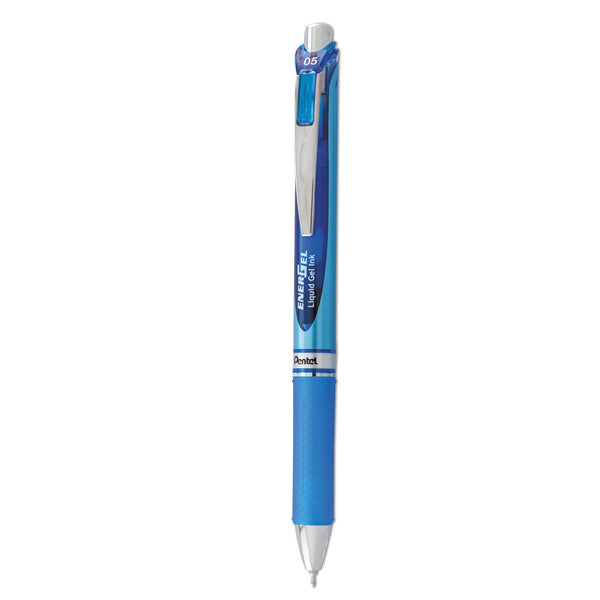 PENTEL OF AMERICA EnerGel RTX Gel Pen, Retractable, Fine 0.5 mm Needle Tip, Blue Ink, Blue/Light Blue Barrel