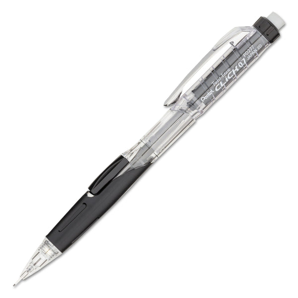 PENTEL OF AMERICA Twist-Erase CLICK Mechanical Pencil, 0.7 mm, HB (#2), Black Lead, Black Barrel