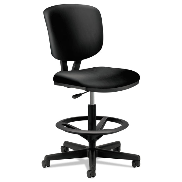 HON COMPANY Volt Series Leather Adjustable Task Stool, Supports Up to 275 lb, 22.88" to 32.38" Seat Height, Black