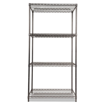 ALERA Wire Shelving Starter Kit, Four-Shelf, 36w x 24d x 72h, Black Anthracite