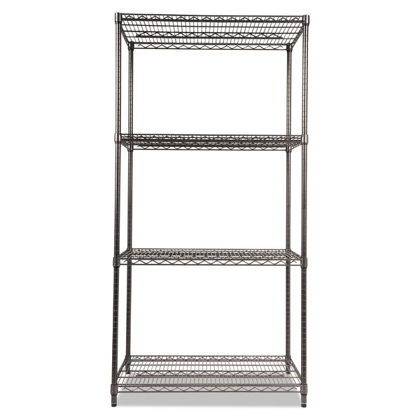 ALERA Wire Shelving Starter Kit, Four-Shelf, 36w x 24d x 72h, Black Anthracite