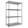 ALERA Wire Shelving Starter Kit, Four-Shelf, 48w x 24d x 72h, Black Anthracite