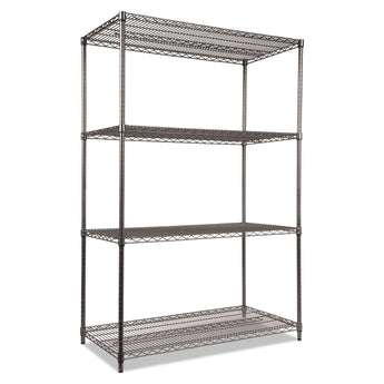 ALERA Wire Shelving Starter Kit, Four-Shelf, 48w x 24d x 72h, Black Anthracite