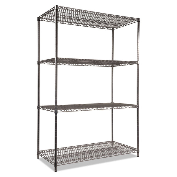ALERA Wire Shelving Starter Kit, Four-Shelf, 48w x 24d x 72h, Black Anthracite