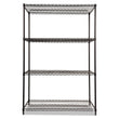 ALERA NSF Certified Industrial Four-Shelf Wire Shelving Kit, 48w x 24d x 72h, Black