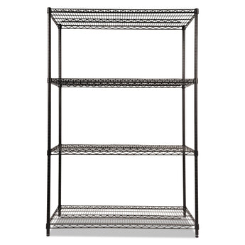 ALERA NSF Certified Industrial Four-Shelf Wire Shelving Kit, 48w x 24d x 72h, Black