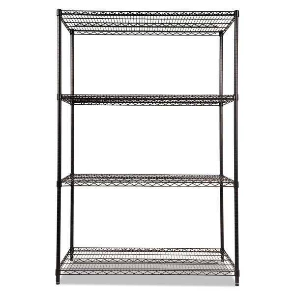 ALERA NSF Certified Industrial Four-Shelf Wire Shelving Kit, 48w x 24d x 72h, Black