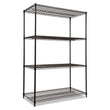 ALERA NSF Certified Industrial Four-Shelf Wire Shelving Kit, 48w x 24d x 72h, Black
