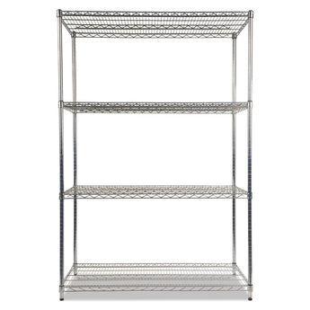 ALERA NSF Certified Industrial Four-Shelf Wire Shelving Kit, 48w x 24d x 72h, Silver