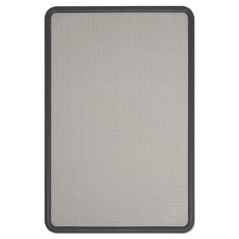Contour Fabric Bulletin Board, 48 x 36, Gray Surface, Black Plastic Frame