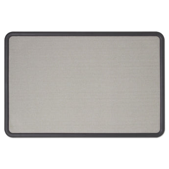 Contour Fabric Bulletin Board, 36 x 24, Gray Surface, Black Plastic Frame