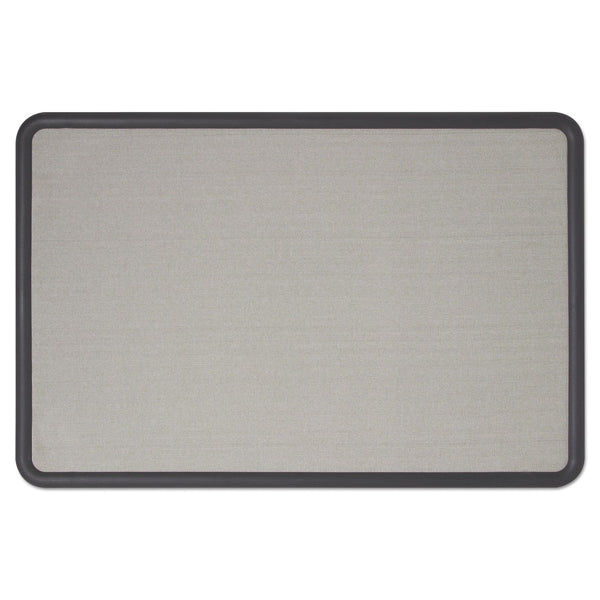 Contour Fabric Bulletin Board, 36 x 24, Gray Surface, Black Plastic Frame