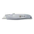 BOARDWALK Retractable Metal Utility Knife, Retractable, 6" Die-Cast Handle, Gray