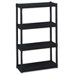 ICEBERG ENTERPRISES Rough n Ready Open Storage System, Four-Shelf, Injection-Molded Polypropylene, 32w x 13d x 54h, Black