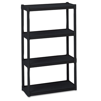 ICEBERG ENTERPRISES Rough n Ready Open Storage System, Four-Shelf, Injection-Molded Polypropylene, 32w x 13d x 54h, Black