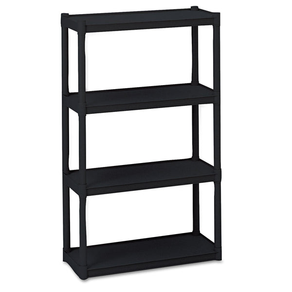 ICEBERG ENTERPRISES Rough n Ready Open Storage System, Four-Shelf, Injection-Molded Polypropylene, 32w x 13d x 54h, Black