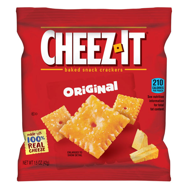 KELLOGG'S Cheez-It Crackers, 1.5 oz Single-Serving Snack Pack, 8/Box