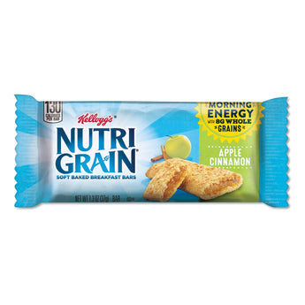 KELLOGG'S Nutri-Grain Soft Baked Breakfast Bars, Apple-Cinnamon, Indv Wrapped 1.3 oz Bar, 16/Box