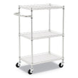 ALERA Three-Shelf Wire Cart with Liners, Metal, 3 Shelves, 450 lb Capacity, 24" x 16" x 39", Silver