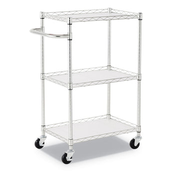 ALERA Three-Shelf Wire Cart with Liners, Metal, 3 Shelves, 450 lb Capacity, 24